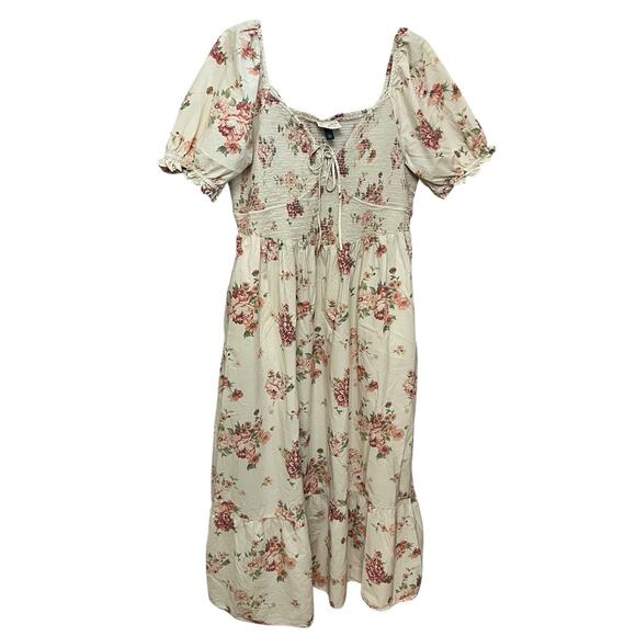 Universal Thread Dresses & Skirts - Universal Thread Smocked Midi Dress XXL Puff Sleeve Cottagecore Tradwife Floral
